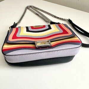 FENDI Leather Hypnotic Wave Micro Double Crossbody Bag in Rainbow Multicolor